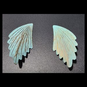 Vintage Turquoise Wing-Shaped Clip on Earrings